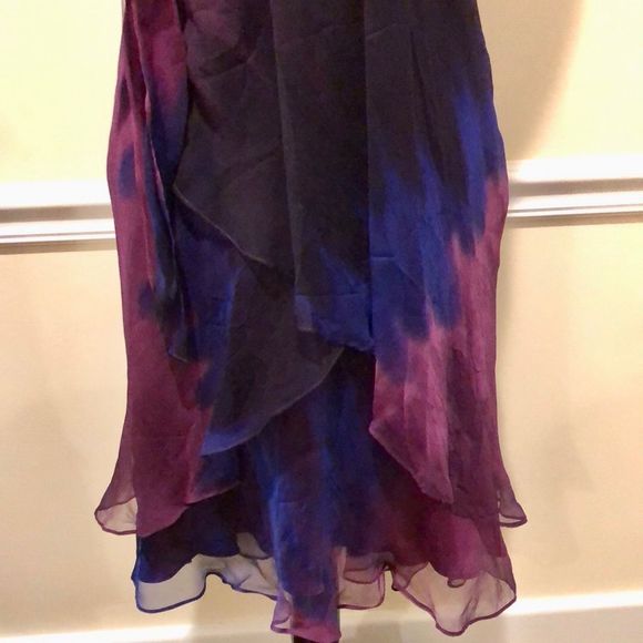 LAUNDRY SHELLI SEGAL Purple Silk Dress With Gentle Darting & Layers Sz 10 NWT - Picture 5 of 13